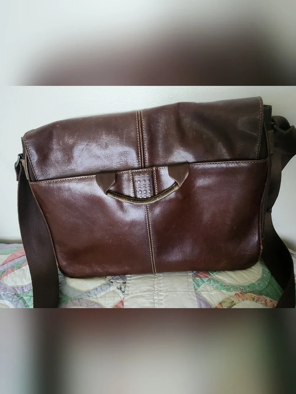 Boconi Brown Leather Messenger Bag